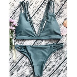 Navy Green Bikini Size Large (8/10)
